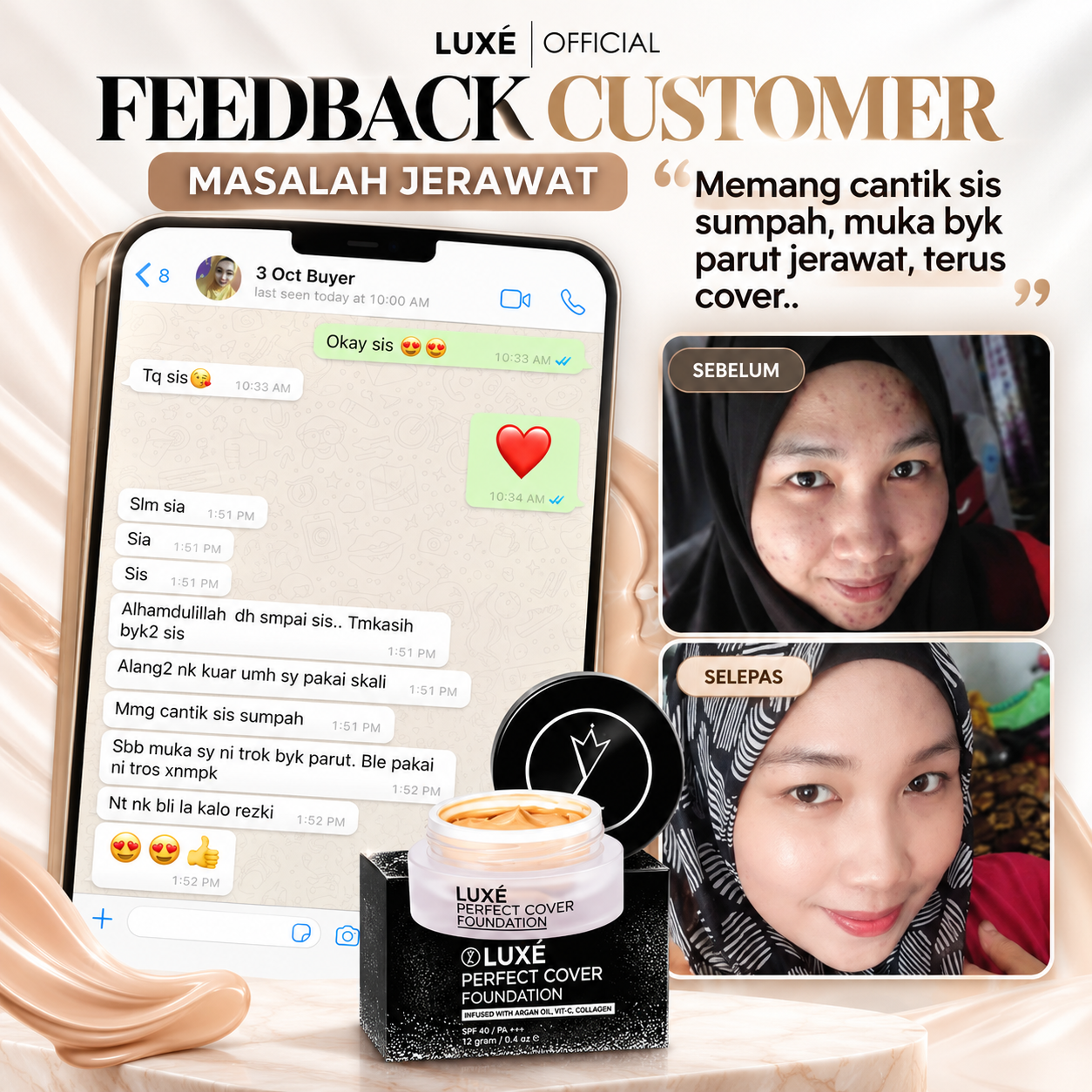 Feedback pelanggan Luxe Perfect Cover