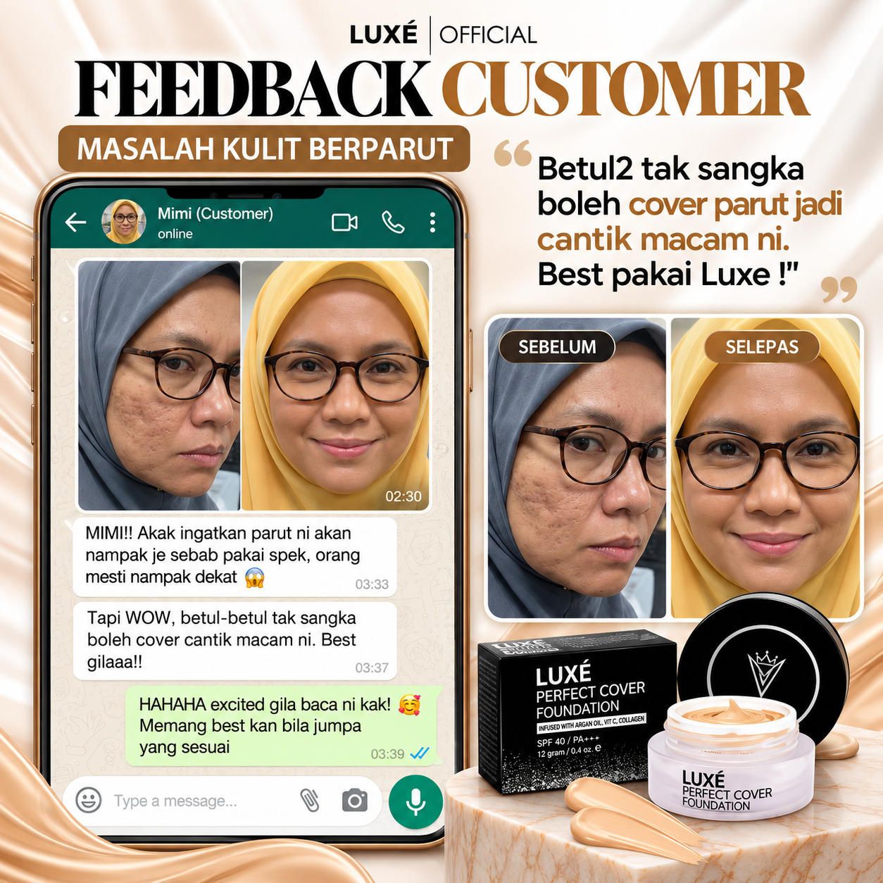 Feedback pelanggan Luxe Perfect Cover